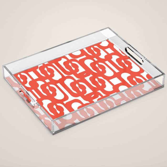 Mid Century Modern Loop Pattern in Burnt Orange Acrylic Tray Gallery Image 1