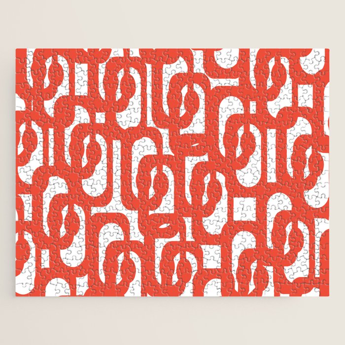 Mid Century Modern Loop Pattern in Burnt Orange Jigsaw Puzzle Gallery Image 1