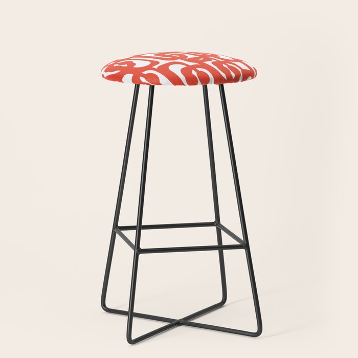 Mid Century Modern Loop Pattern in Burnt Orange Stool Gallery Image 1
