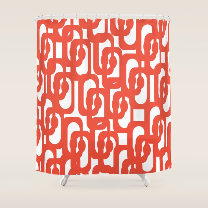 Mid Century Modern Loop Pattern in Burnt Orange Shower Curtain Gallery Image 1