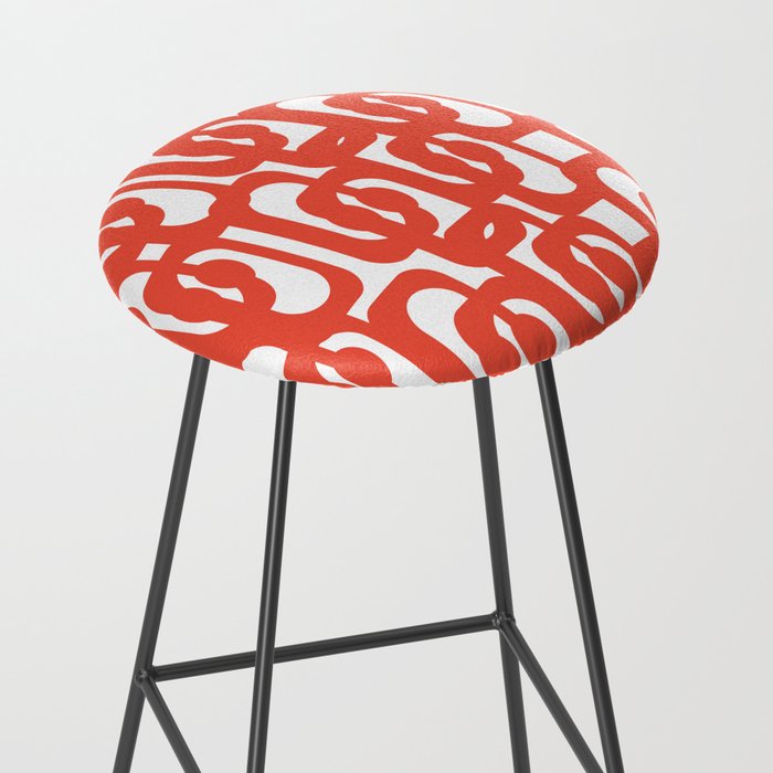 Mid Century Modern Loop Pattern in Burnt Orange Stool Gallery Image 2