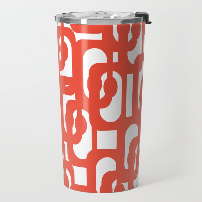 Mid Century Modern Loop Pattern in Burnt Orange Travel Mug Gallery Image 2