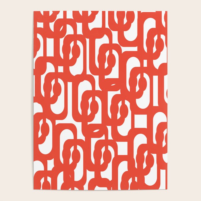 Mid Century Modern Loop Pattern in Burnt Orange Poster Gallery Image 4
