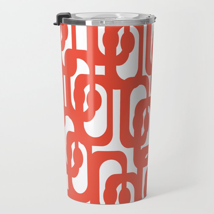 Mid Century Modern Loop Pattern in Burnt Orange Travel Mug Gallery Image 3