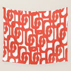 Mid Century Modern Loop Pattern in Burnt Orange Wall Tapestry Gallery Image 4