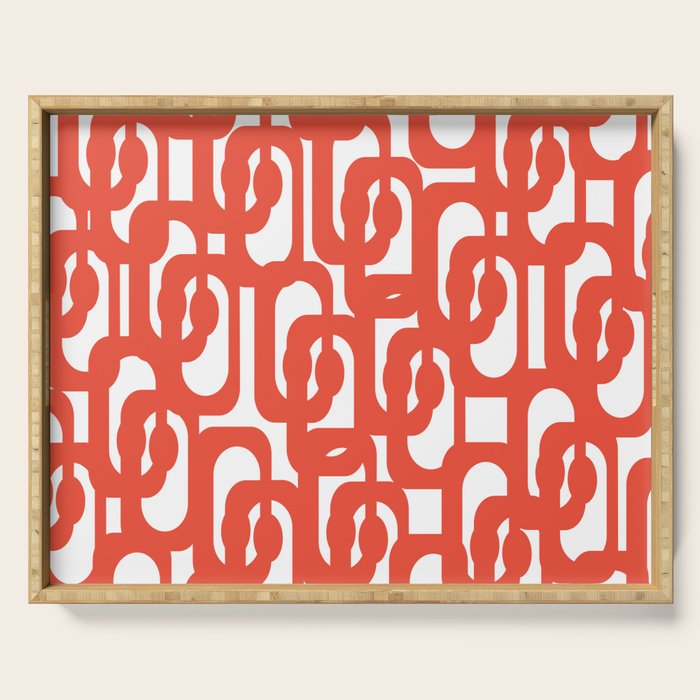 Mid Century Modern Loop Pattern in Burnt Orange Serving Tray Gallery Image 1