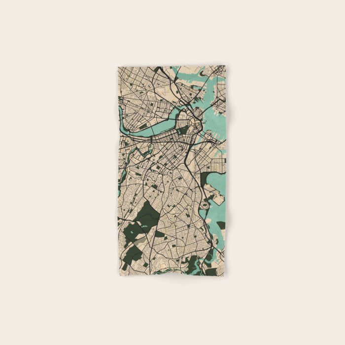 Boston City Map of the United States - Vintage Bath Towel Gallery Image 1