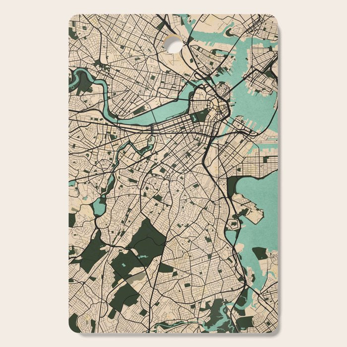 Boston City Map of the United States - Vintage Cutting Board Gallery Image 1