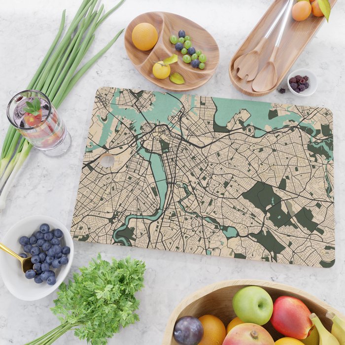 Boston City Map of the United States - Vintage Cutting Board Gallery Image 2