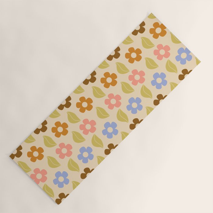 Retro Flower Vibe - Vintage Colors  Yoga Mat Gallery Image 1