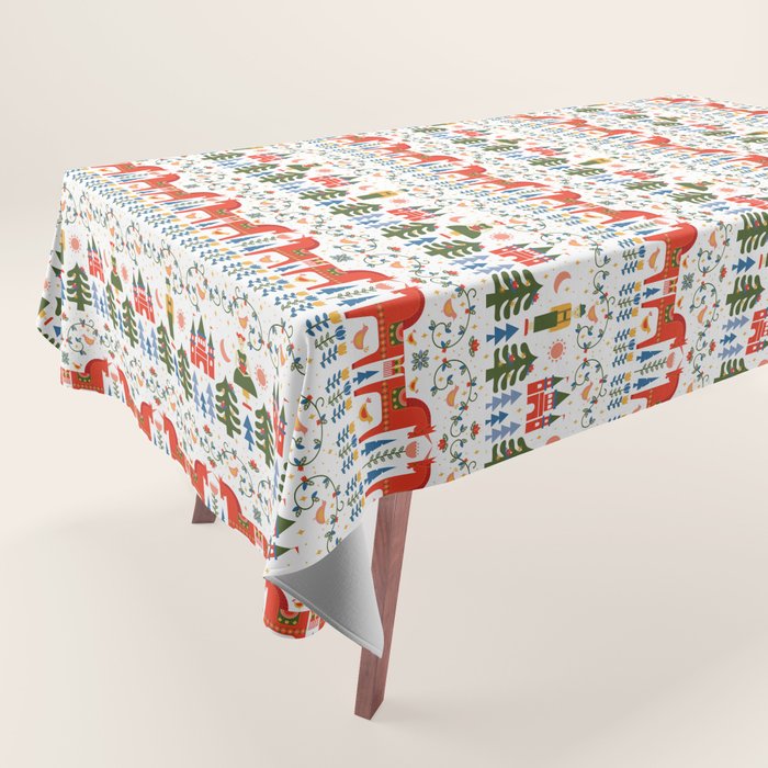 Scandinavian Fairytale - Green + Red Tablecloth Gallery Image 1