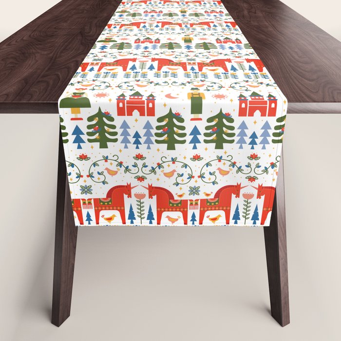Scandinavian Fairytale - Green + Red Table Runner Gallery Image 1