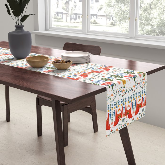 Scandinavian Fairytale - Green + Red Table Runner Gallery Image 2