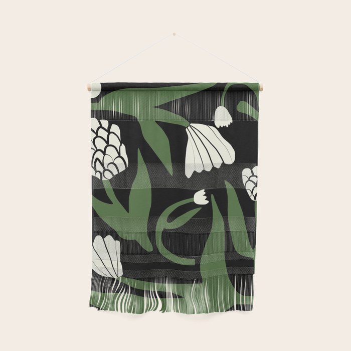 White flowers in black Wall Hanging Gallery Image 1