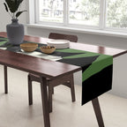 White flowers in black Table Runner Gallery Image 2
