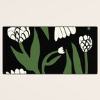White flowers in black Desk Mat Gallery Image 3