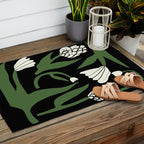 White flowers in black Outdoor Rug Gallery Image 2