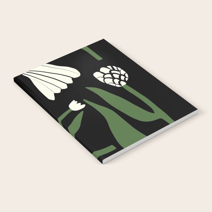 White flowers in black Notebook Gallery Image 2