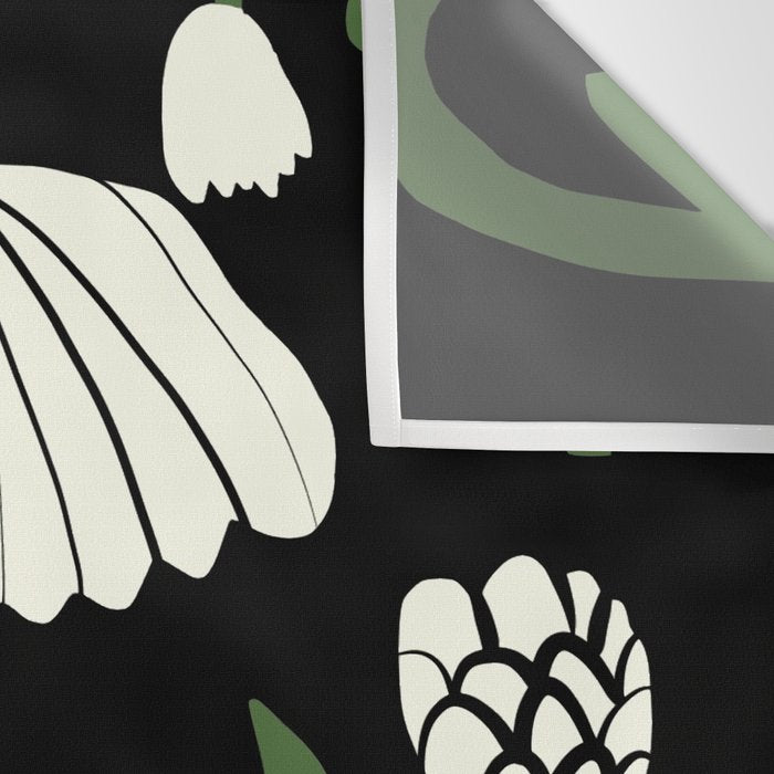 White flowers in black Wall Tapestry Gallery Image 3
