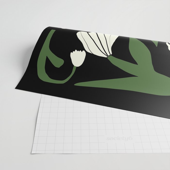 White flowers in black Wrapping Paper Gallery Image 2
