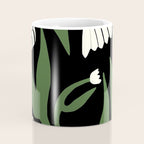 White flowers in black Coffee Mug Gallery Image 4