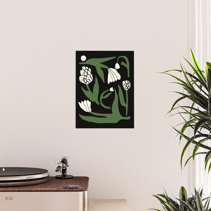 White flowers in black Poster Gallery Image 2