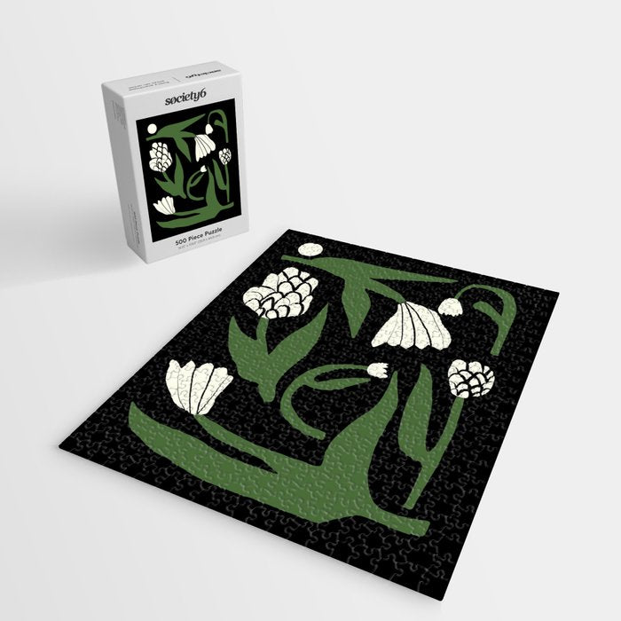 White flowers in black Jigsaw Puzzle Gallery Image 2