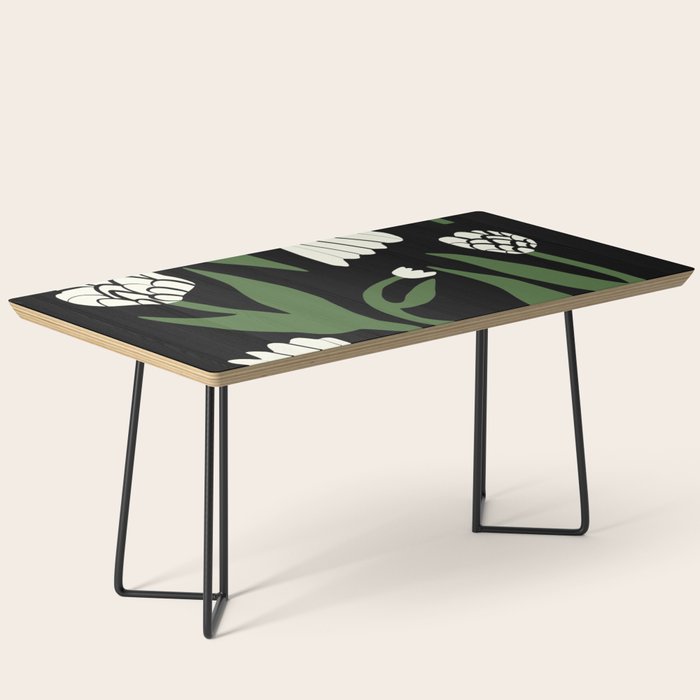 White flowers in black Coffee Table Gallery Image 1