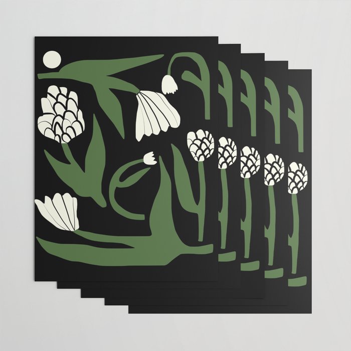 White flowers in black Wrapping Paper Gallery Image 3