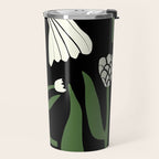 White flowers in black Travel Mug Gallery Image 2