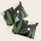 White flowers in black Pillow Sham Gallery Image 3