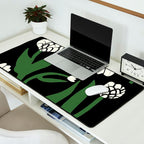 White flowers in black Desk Mat Gallery Image 2