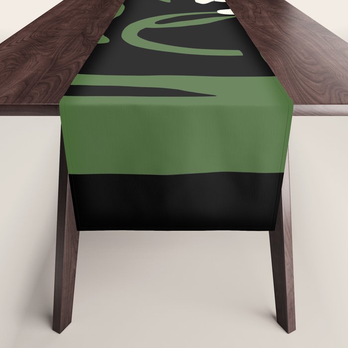 White flowers in black Table Runner Gallery Image 1