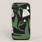 White flowers in black iPhone Case Gallery Image 1