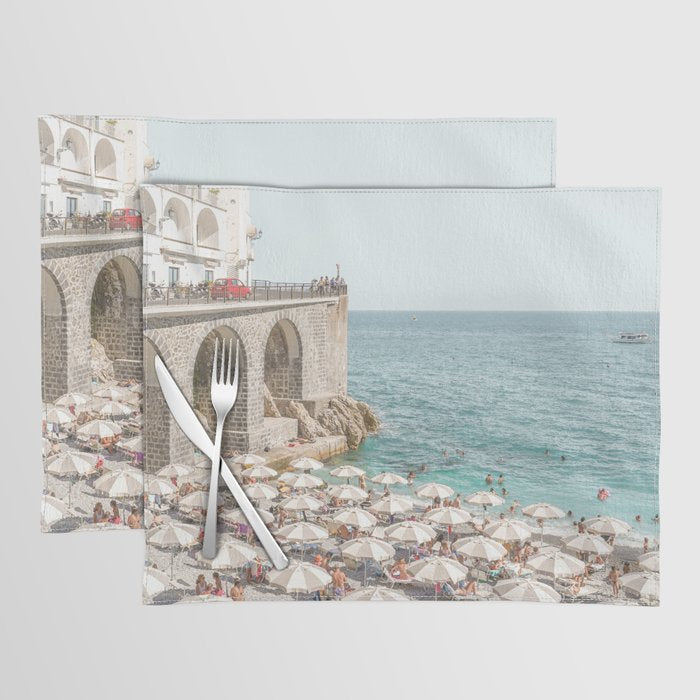 Marina Grande Beach Photo | Amalfi Coast Town In Italy Art Print | Summer Landscape Travel Photography Placemat Gallery Image 1