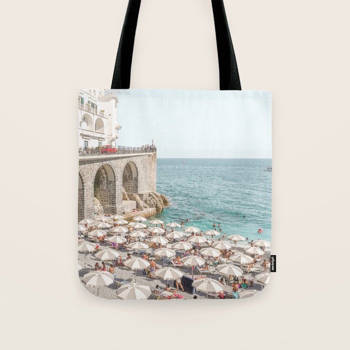 Marina Grande Beach Photo | Amalfi Coast Town In Italy Art Print | Summer Landscape Travel Photography Tote Bag Gallery Image 1