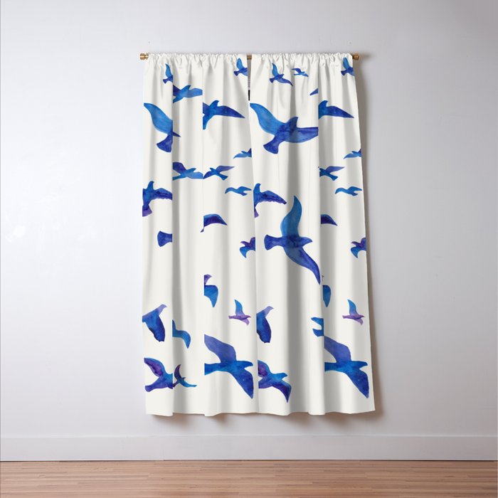 Blue Birds Window Curtain Gallery Image 3