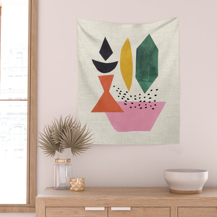 Yellow And Green Shards Wall Tapestry Gallery Image 2