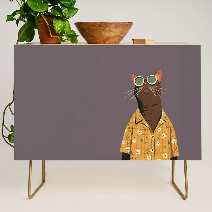 Cool Cat in Summer Shirt Credenza Gallery Image 1