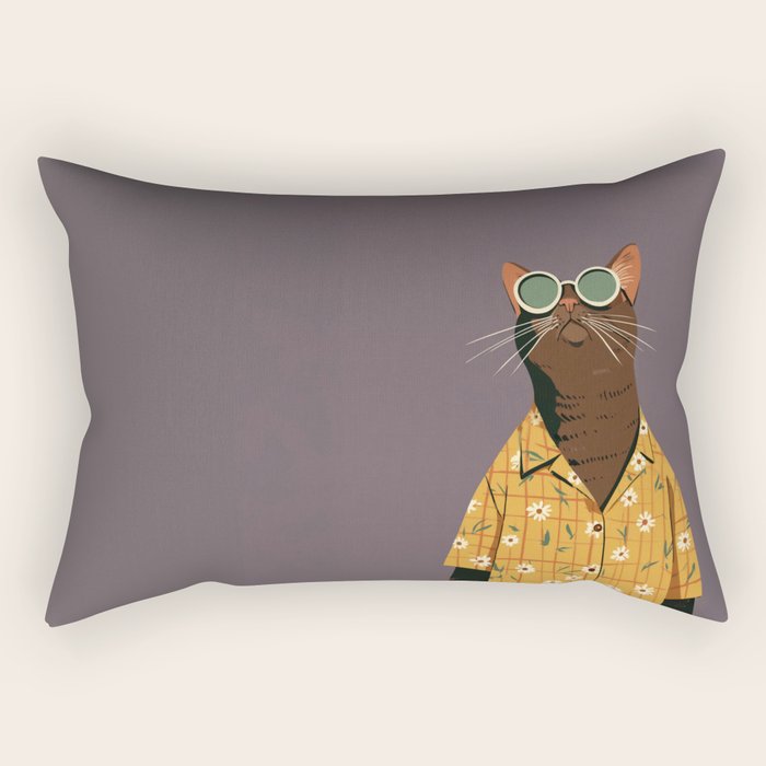 Cool Cat in Summer Shirt Rectangular Pillow Gallery Image 2