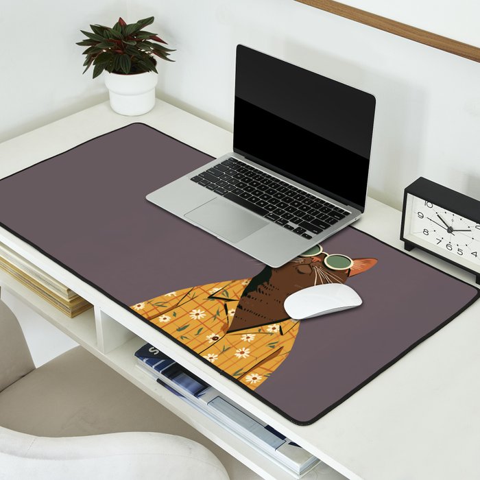 Cool Cat in Summer Shirt Desk Mat Gallery Image 2