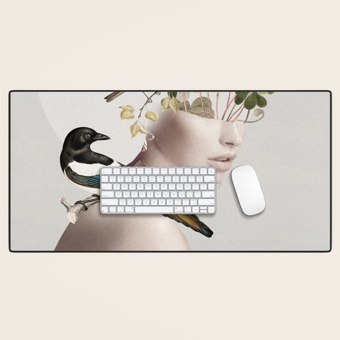 Lady with Birds 5 Desk Mat Gallery Image 1