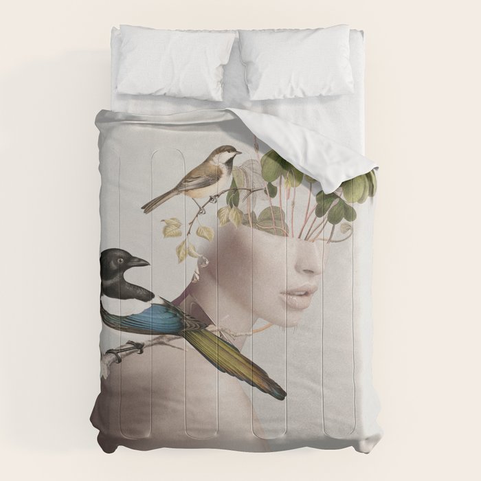 Lady with Birds 5 Comforter Gallery Image 6