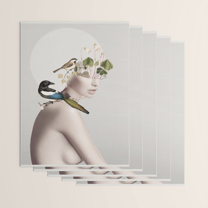 Lady with Birds 5 Wrapping Paper Gallery Image 3