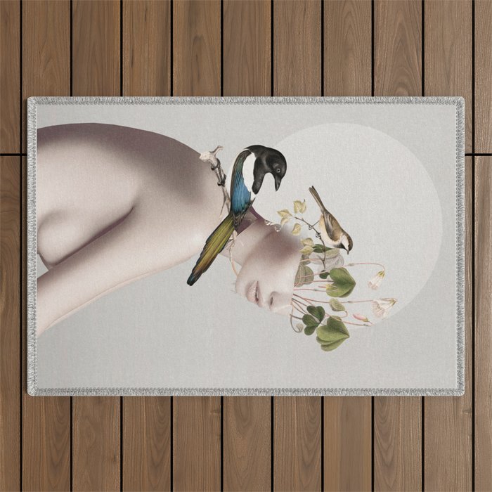 Lady with Birds 5 Outdoor Rug Gallery Image 1