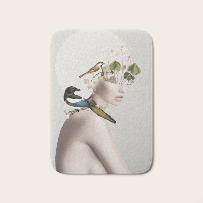 Lady with Birds 5 Bath Mat Gallery Image 1