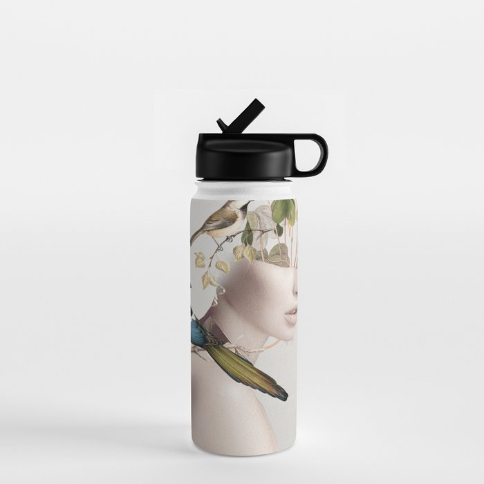 Lady with Birds 5 Water Bottle Gallery Image 1