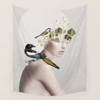 Lady with Birds 5 Wall Tapestry Gallery Image 4