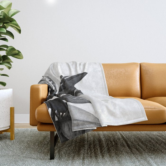 Grandiflora II - bw Throw Blanket Gallery Image 1
