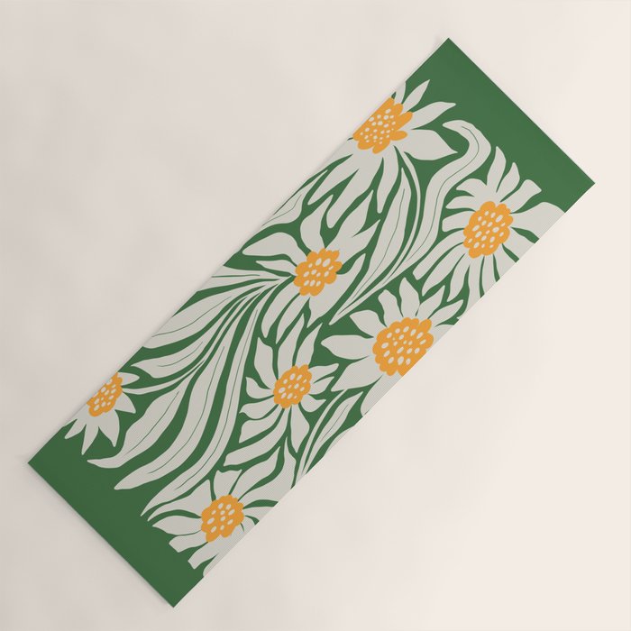White Camellia & Fern Green Yoga Mat Gallery Image 1
